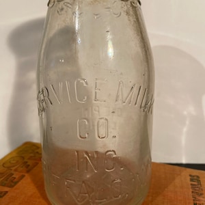 Antique Milk Bottle, 1920&#39;s, Buffalo Dairy, Service Milk Co. Inc., Buffalo NY, Maltese cross