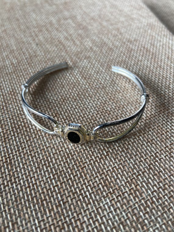 Sterling silver and black onyx bracelet, dainty br