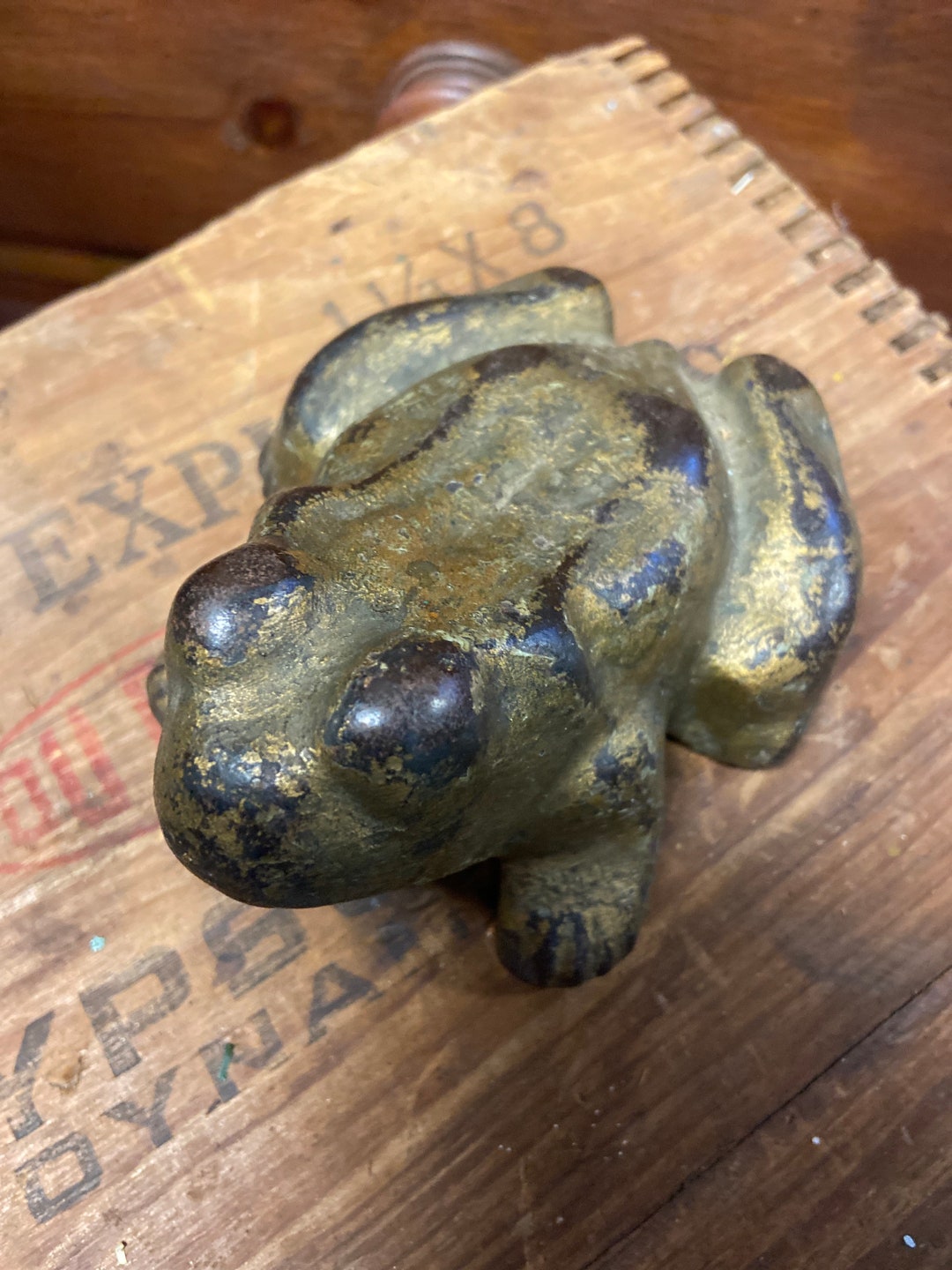 Antique Cast Iron Frog Doorstop, Heavy 5 Pound Bullfrog, Cast Iron