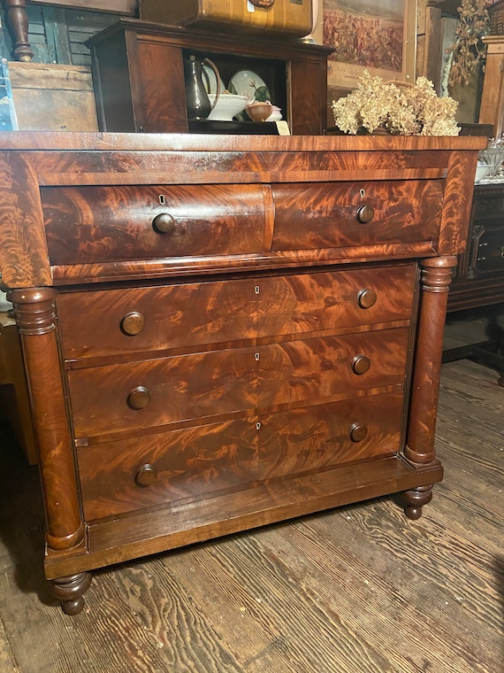 Empire Style Dresser Flame Mahogany American Empire Chest of
