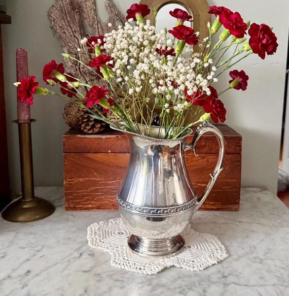 Antique 1875 Sheets Rockford Co Silver Plate Water Pitcher 9 1/4
