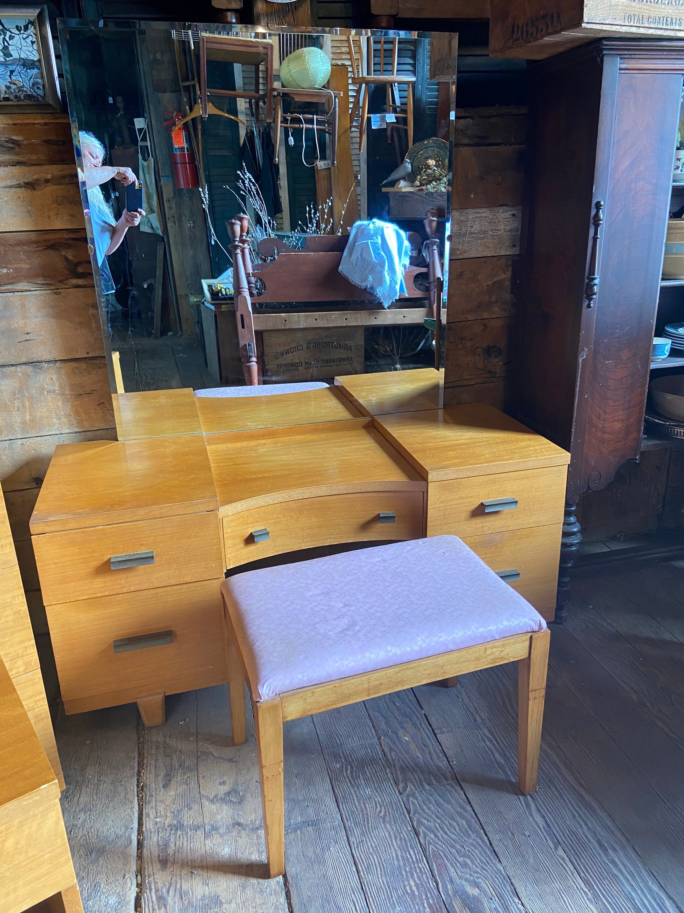 Mid century modern makeup vanity deals