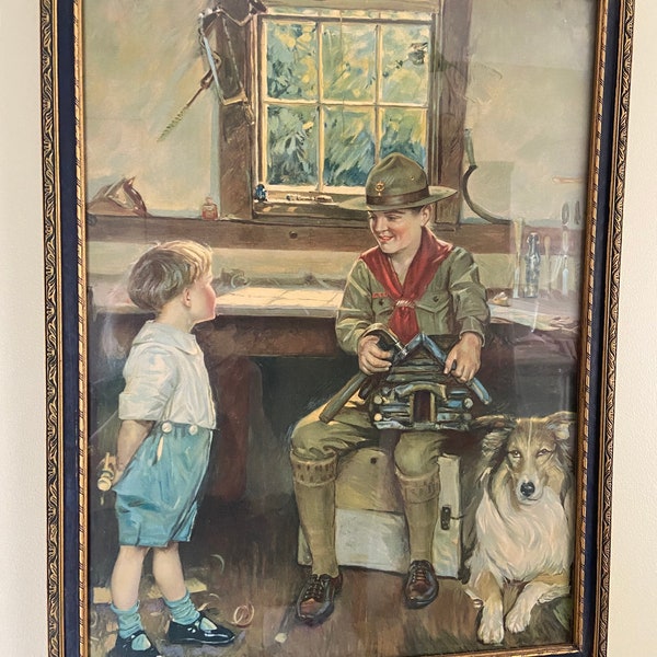 Norman Rockwell, A Scout is Kind, framed print, Boyscouts of America