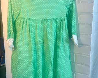 Vestido vintage de las Moppets para niñas, años 60: lunares verdes, talla 5