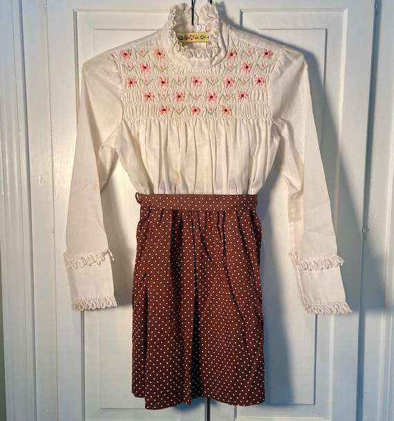 Vintage 1960s Polly Flinders Hand Smocked Dress, Size 10