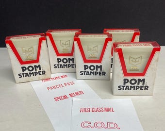 Vintage Sanford Pom Stampers Set: Postal Theme, Red Ink, NOS