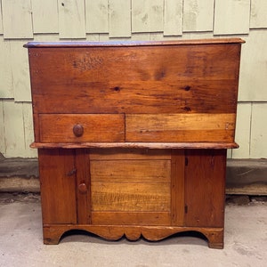 Antique lift top dough box/dry sink - with drawer and cupboard below - primitive kitchen