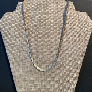 Tricolor Sterling Silver Braided Herringbone Chain - 18 Inch