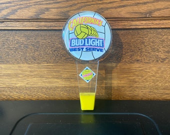 Vintage Budweiser Bierzapfen, Bierzapfen mit Knospe, Californias Knospe light bestens Zapfhahn, Beachvolleyball und Bud light, kalt servieren