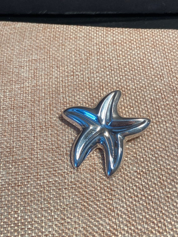 Sterling silver star fish brooch, sterling silver 