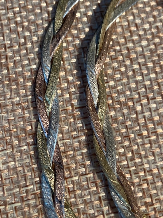 Tri color sterling silver braided herringbone chai