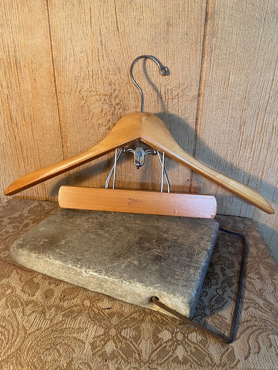 Vintage Setwell Wooden Suit Hanger, Heavy Duty Wood and Metal
