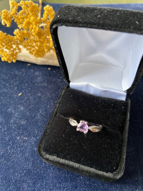 purple ring, sterling ring, heart shape stone, li… - image 2