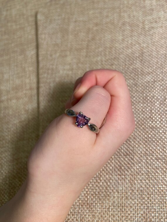 purple ring, sterling ring, heart shape stone, li… - image 3
