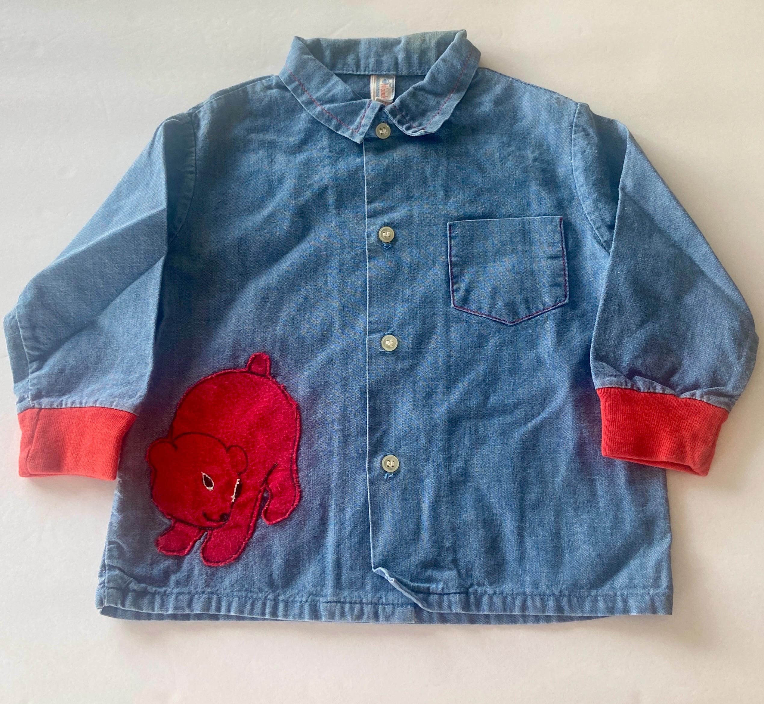 Vintage 1960s Wonderalls Shirt, Denim, Red Bear, 2T - Etsy