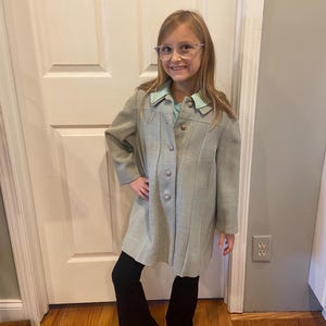 1960s Rothschild girls coat, aqua tweed, children&#39;s 6X, outerwear