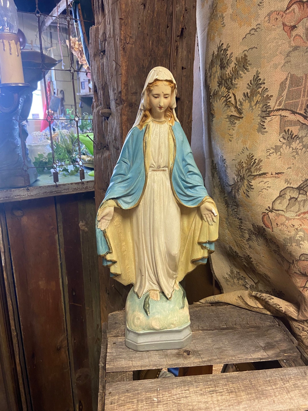 Vintage Virgin Mary Plaster Statue Madonna Statue - Etsy
