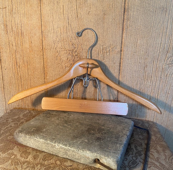 Vintage Setwell Wooden Suit Hanger, Heavy Duty Wood and Metal