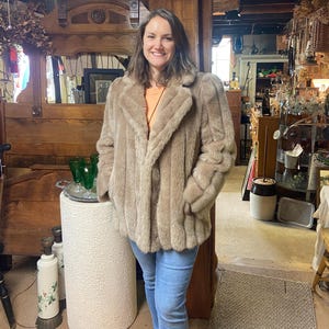 Vintage faux fur coat, Mirage outerwear, high end, treat as fur, US large