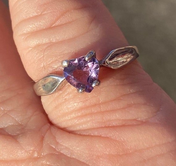 purple ring, sterling ring, heart shape stone, li… - image 10