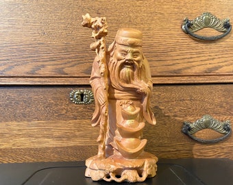 Chinese wood carving, root wood, Chinese scholar, Confucius