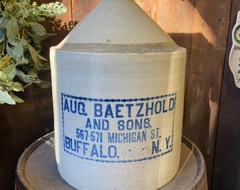 Antique Baetzhold whiskey Jug, stoneware, Buffalo NY, pre prohibition, 1800s