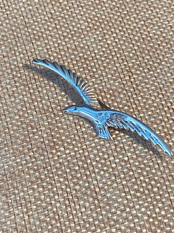 sterling silver seagull brooch, Gull pin,  bird pi