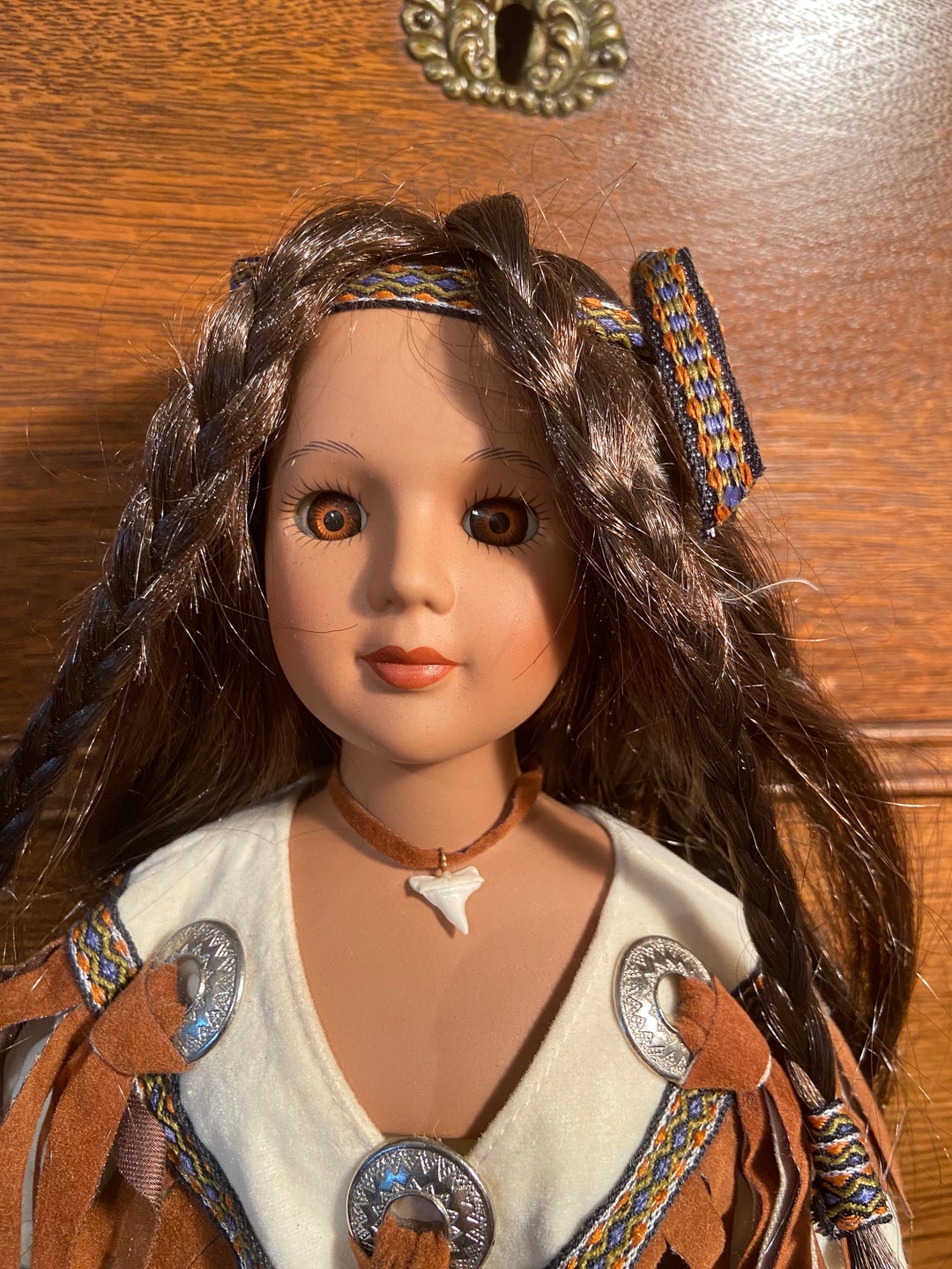 House of Lloyds Doll, Native American Indian Doll, Porcelain Doll, 18.5