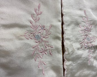 Vintage Baby blanket, Baby shower decor, matching pillow cover, silky blanket, embroidered blanket, pink and blue