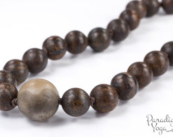 Bronzite Mala Beads / Hand Knotted Mens Mala Necklace 108 8mm Gemstones / No Tassel Womens Japa Mantra Meditation / Matte Prayer Beads