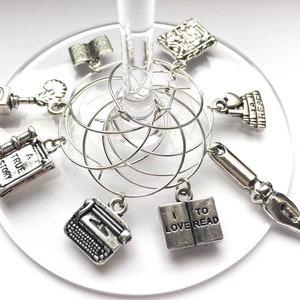 Book Lover Wine Glass Charms, Book Club Hostess Gift, Literary Themed Gift, Gift for Writers, Gift for Librarians image 10