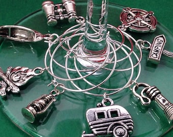 Camping Wine Charms, Nature Enthusiast Gift