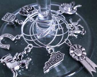 Kentucky Derby Wine Glass Charms, Horse Racing Party Accessories