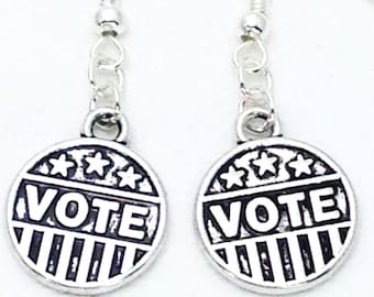 Vote Earrings, Patriotic Jewelry