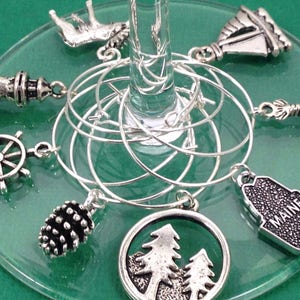 Maine Wine Glass Charms, Hostess Gift Ideas, Maine Themed Gift, Wine Lover Gift, Wine Gift