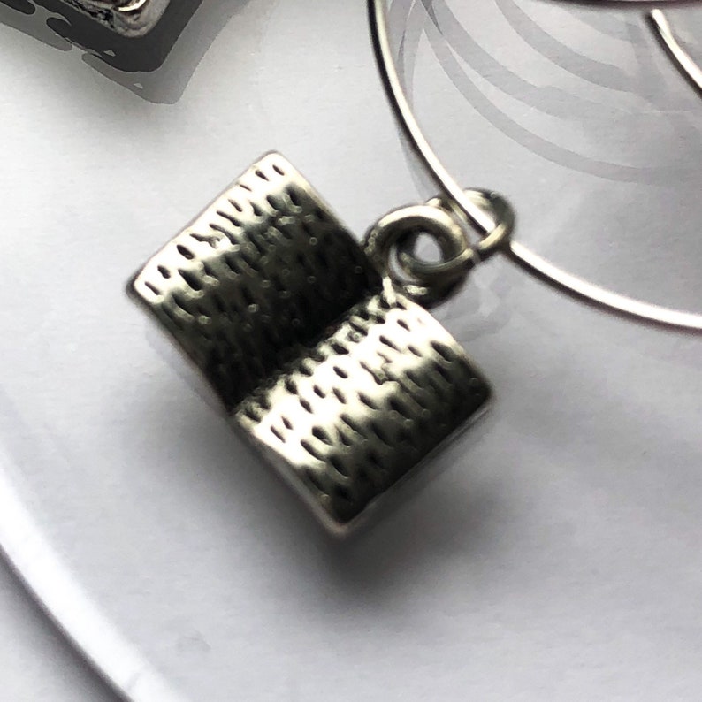 Book Lover Wine Glass Charms Book Club Hostess Gift Literary Etsy