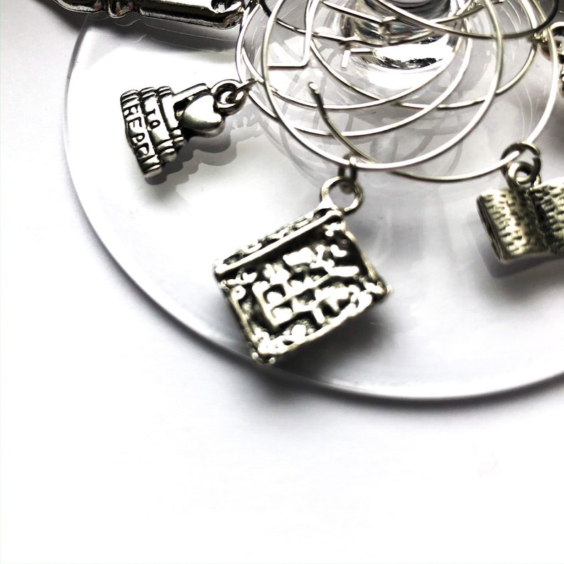 Book Lover Wine Glass Charms Book Club Hostess Gift Literary Etsy