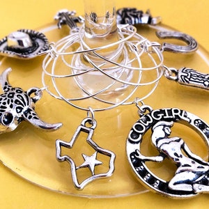 Texas Wine Glass Charms, Hostess Gift Ideas, Texas Themed Gift, Wine Lover Gift, Texas Gifts