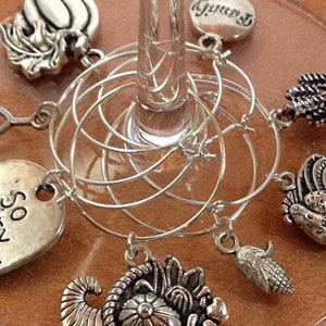 Thanksgiving Hostess Gift, Thanksgiving Wine Glass Charms, Thanksgiving Gift, Fall Gift Ideas, Wine Lover Gift