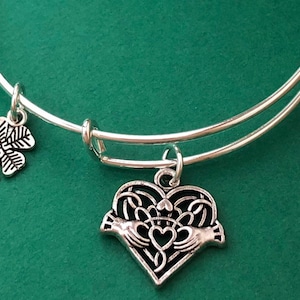 Irish Claddagh Heart Charm Bracelet, Ireland Jewelry, Irish Themed Gift