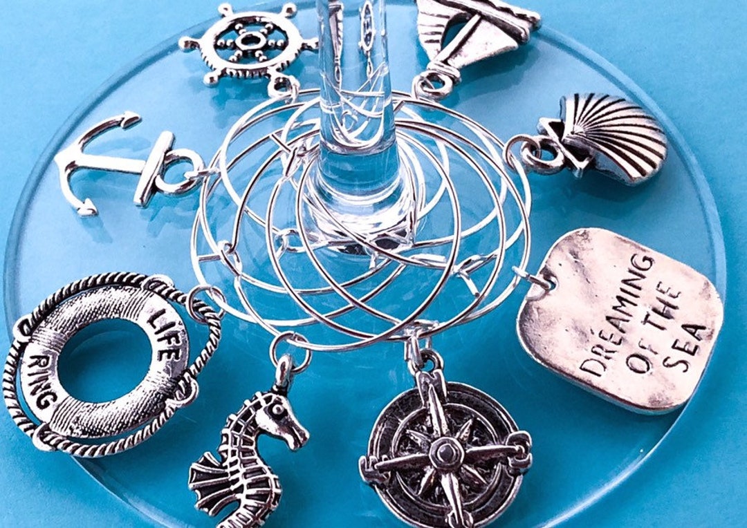 Nautical Wine Glass Charms, Hostess Gifts, Nautical Gifts for Men, Wine Lover Gift, Wine Gifts