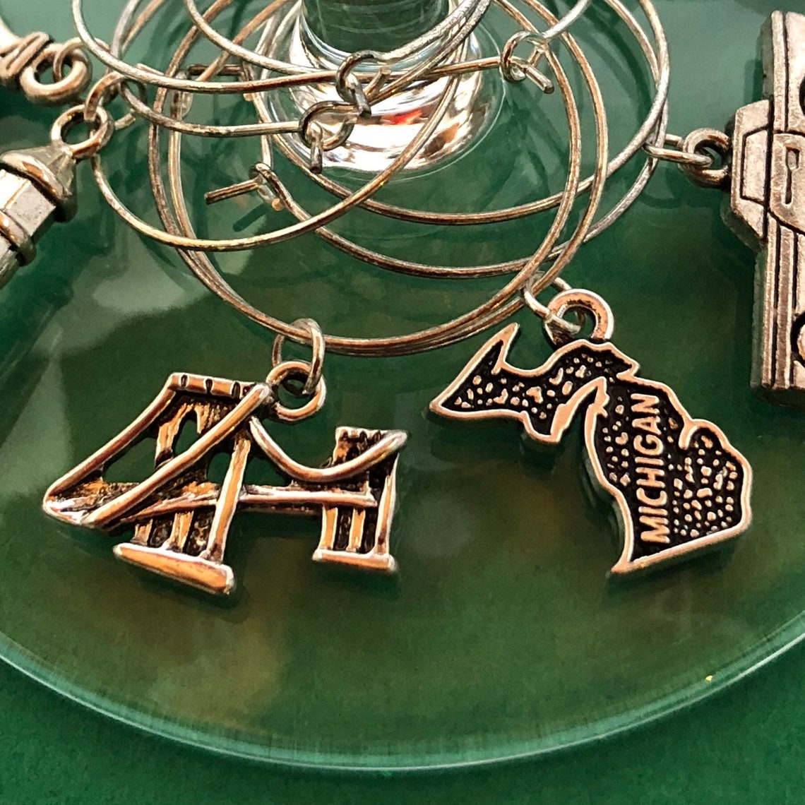 Michigan Wine Glass Charms Hostess Gift Ideas Cocktail Party Etsy