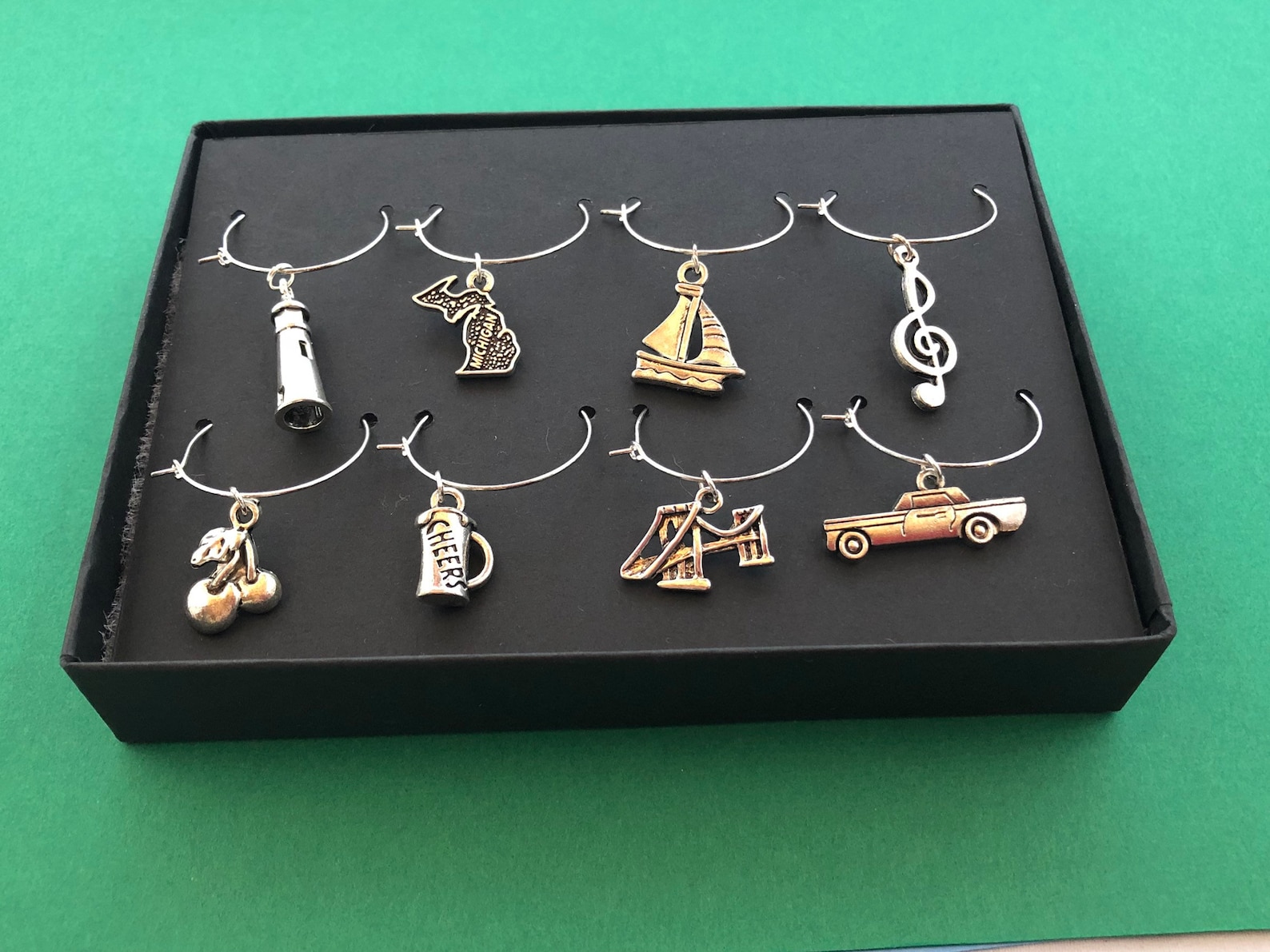 Michigan Wine Glass Charms Hostess Gift Ideas Cocktail Party Etsy