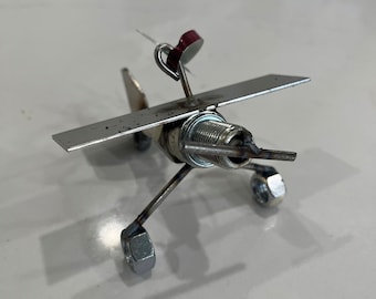 CHRISTMAS Handmade Metal Airplane Christmas Ornament WW1 WW2