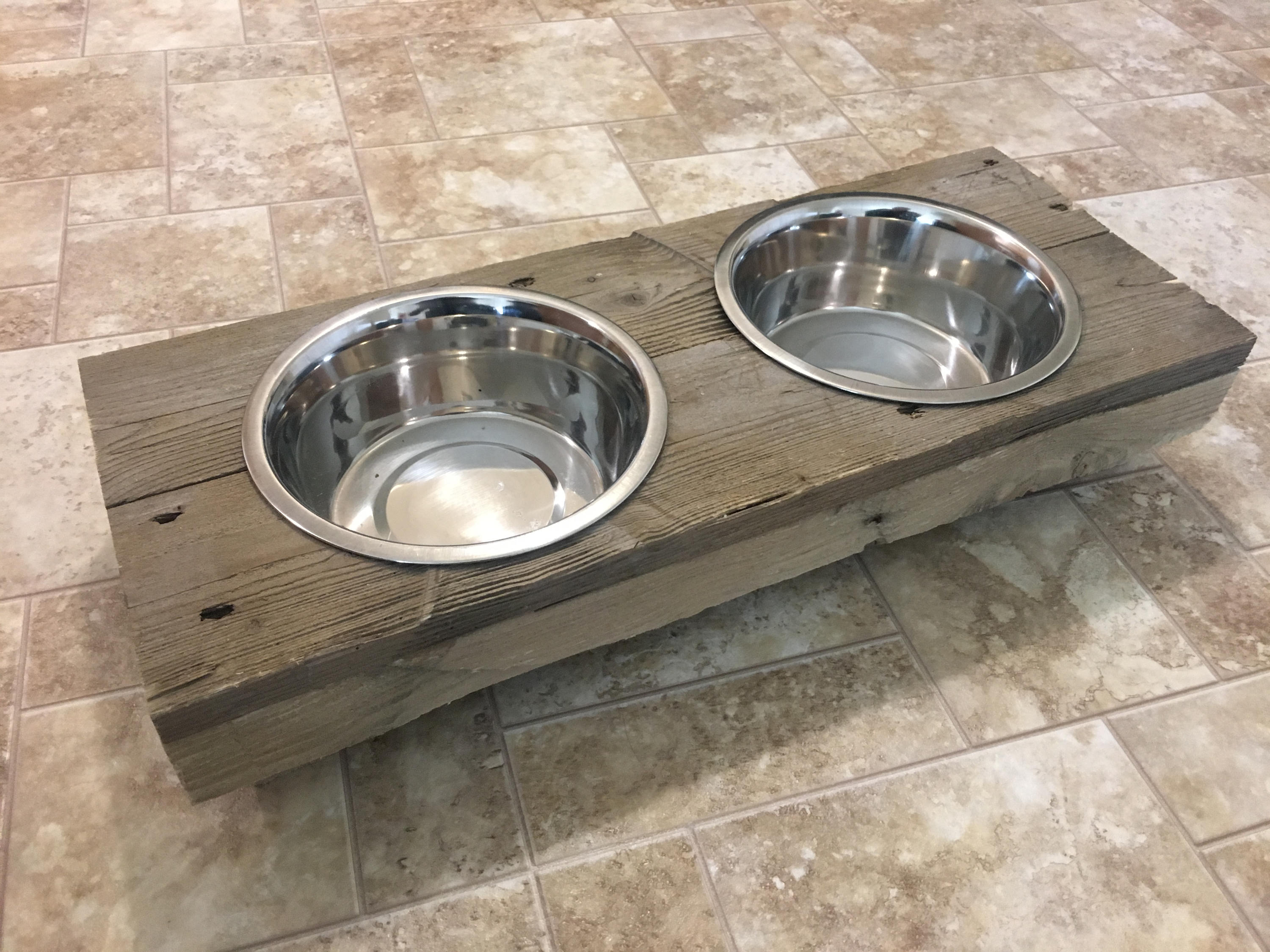 Pet Food Dish Stand Dog Recycled Reclaimed Wood Etsy
