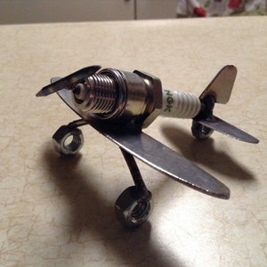 Spark plug Metal Airplane Handmade WW1 WW2 image 1