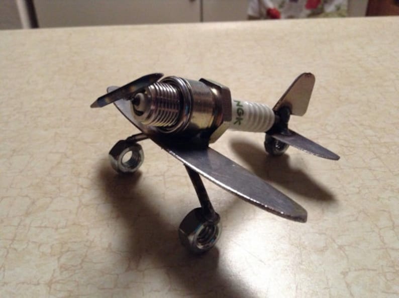 Spark plug Metal Airplane Handmade WW1 WW2 image 1