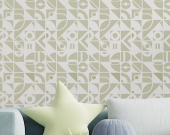 Fluxus Repeat Pattern STENCIL / Art Deco style Wall Stencil / Interior Decor / Reusable stencil