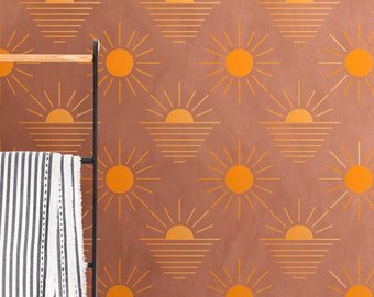 Rising Sun pattern STENCIL for Floors, Walls, Patios / Repeat Reusable Pattern Stencil / Interior Decor