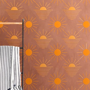 Rising Sun pattern STENCIL for Floors, Walls, Patios / Repeat Reusable Pattern Stencil / Interior Decor